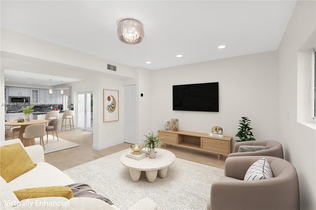 Family Room Off Kitchen Virtually Enhanced w/ Furniture
