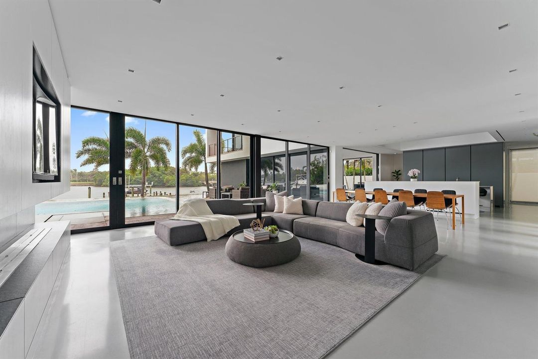 Living Room with Dining/Kitchen views