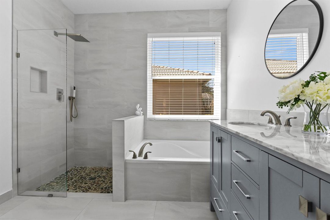 Master bath walk in shower plus tub