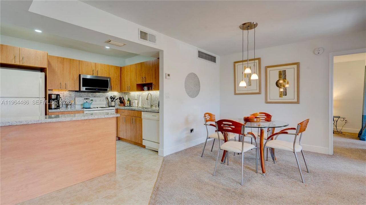 Entrance view to kitchen and dining room