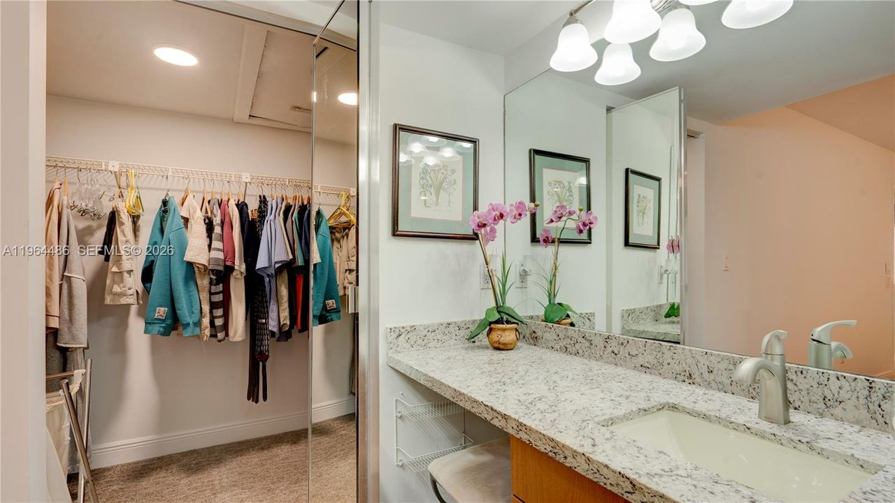 Walk in closet in master bedroom