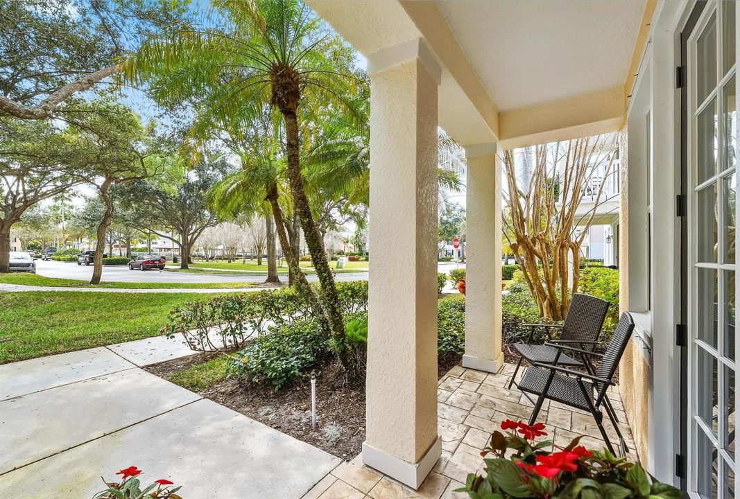 Covered Front Porch Overlooking Green