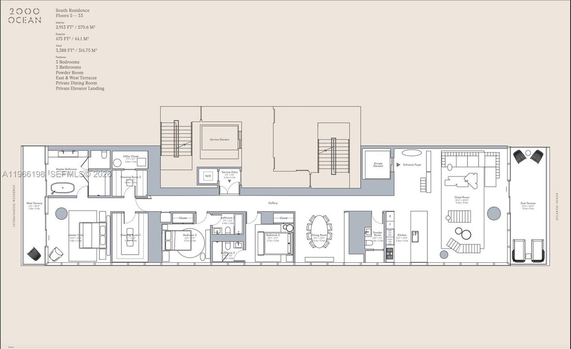 На продажу: $3,900,000 (3 спален, 3 ванн, 2545 Квадратных фут)