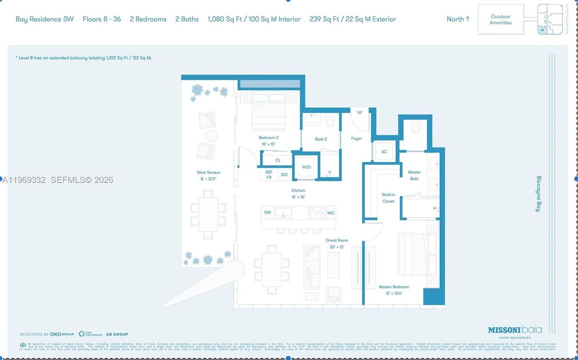 Activo con contrato: $1,300,000 (2 camas, 2 baños, 955 Pies cuadrados)