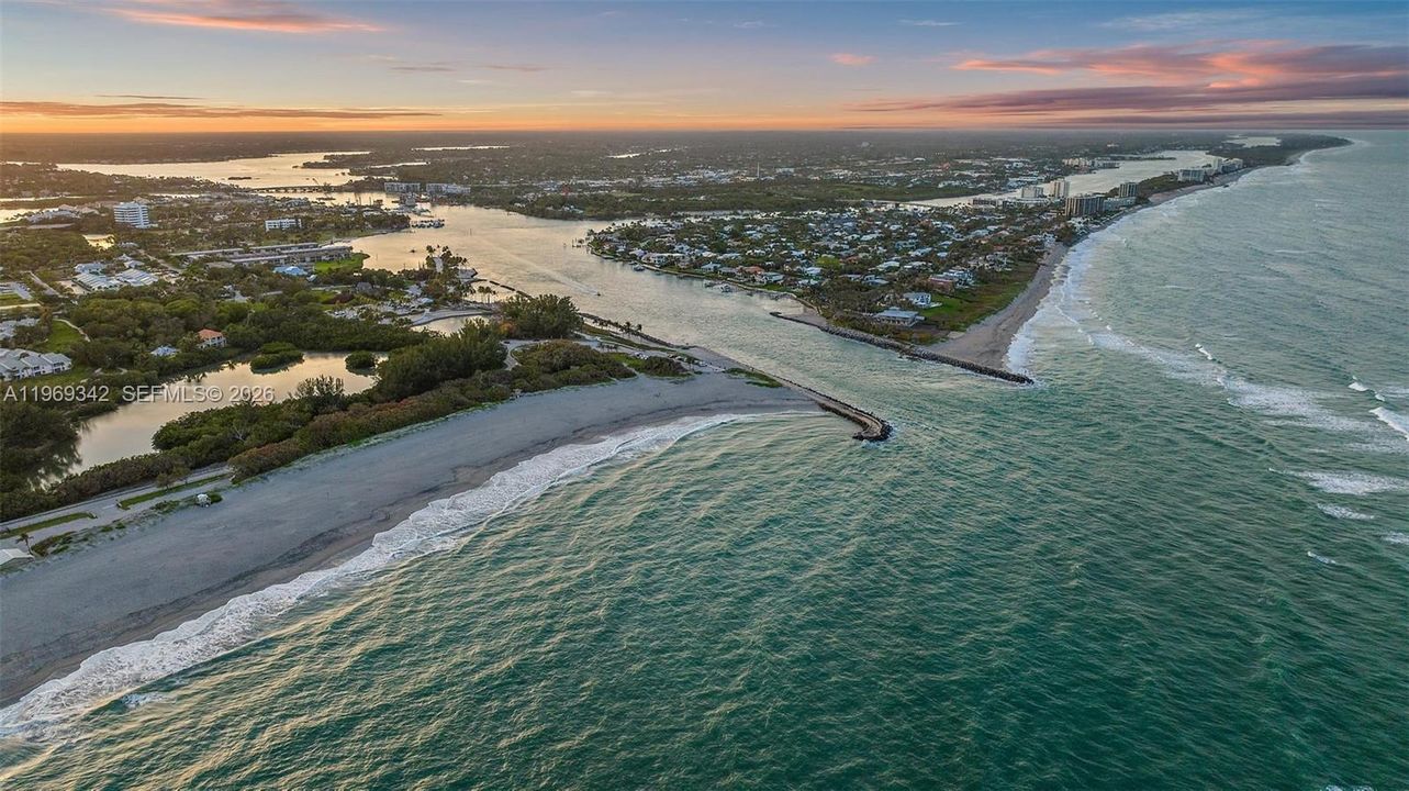 Sunset view of the Jupiter Inlet