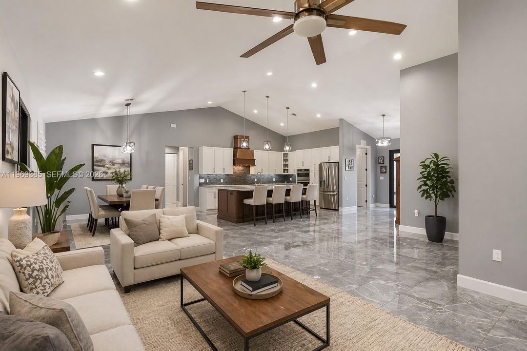 virtually staged living room