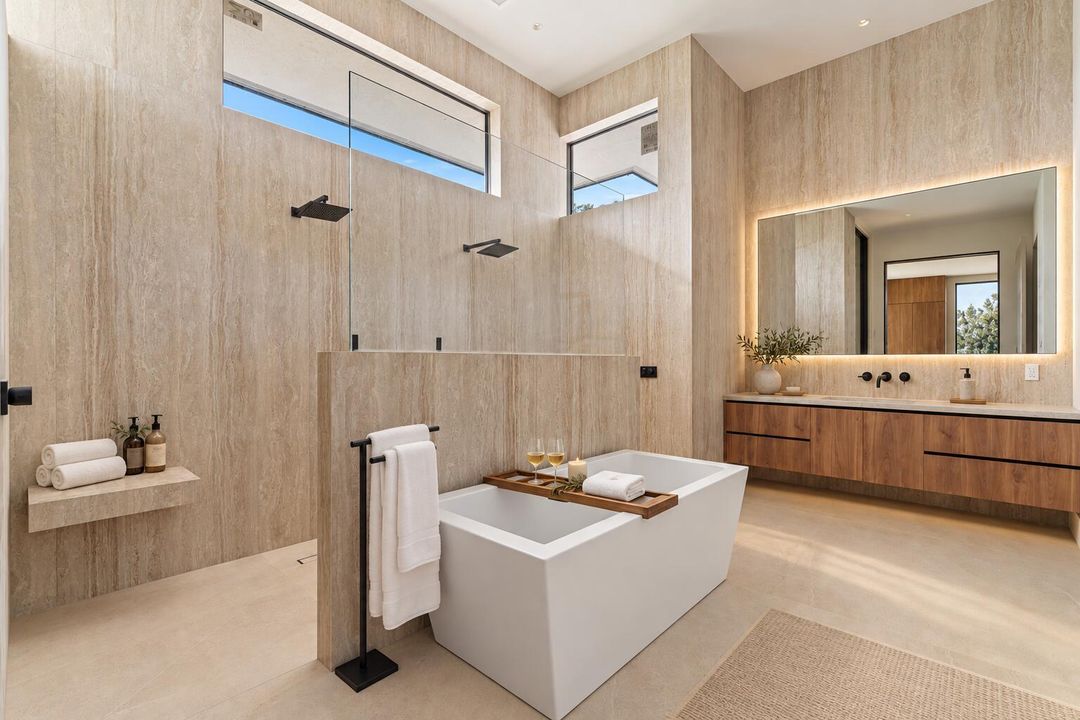 Luxury bathroom with matte-black accents