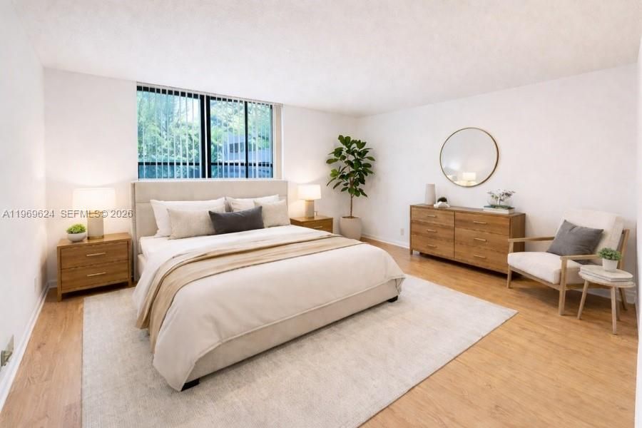 Staged primary bedroom