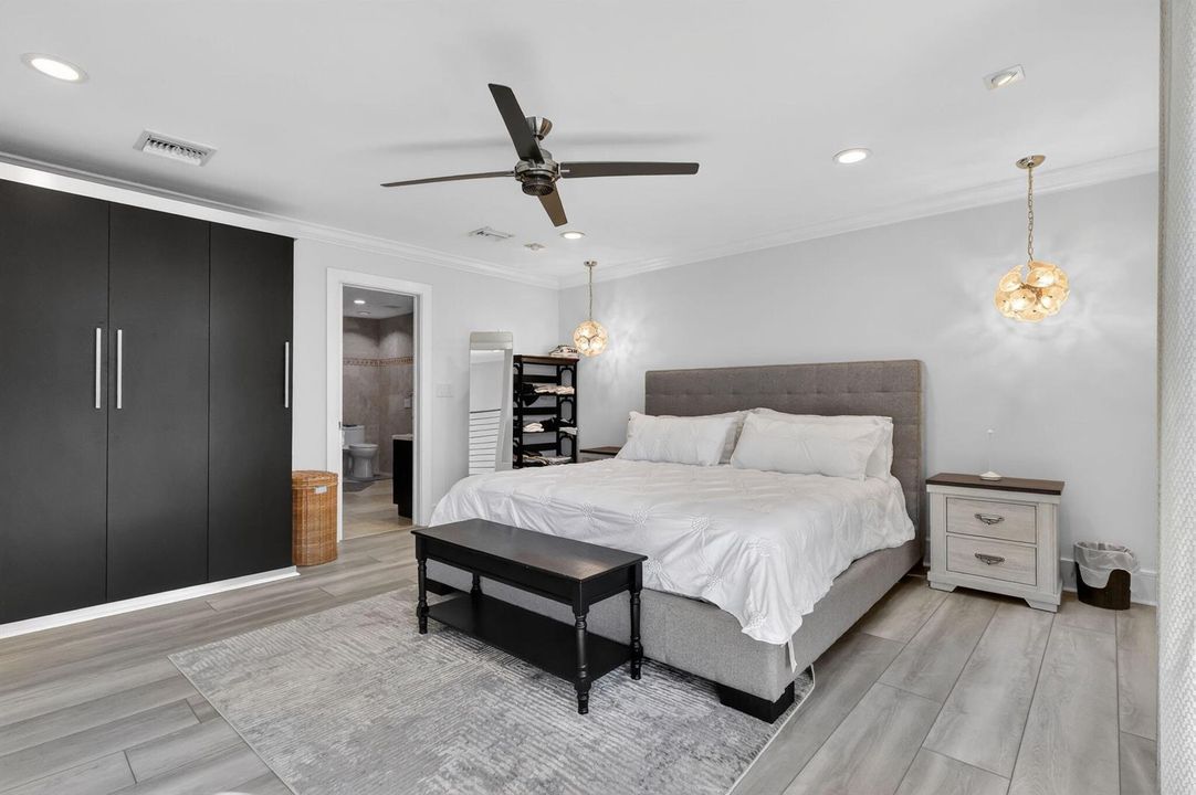 Wooden plank flooring upstairs