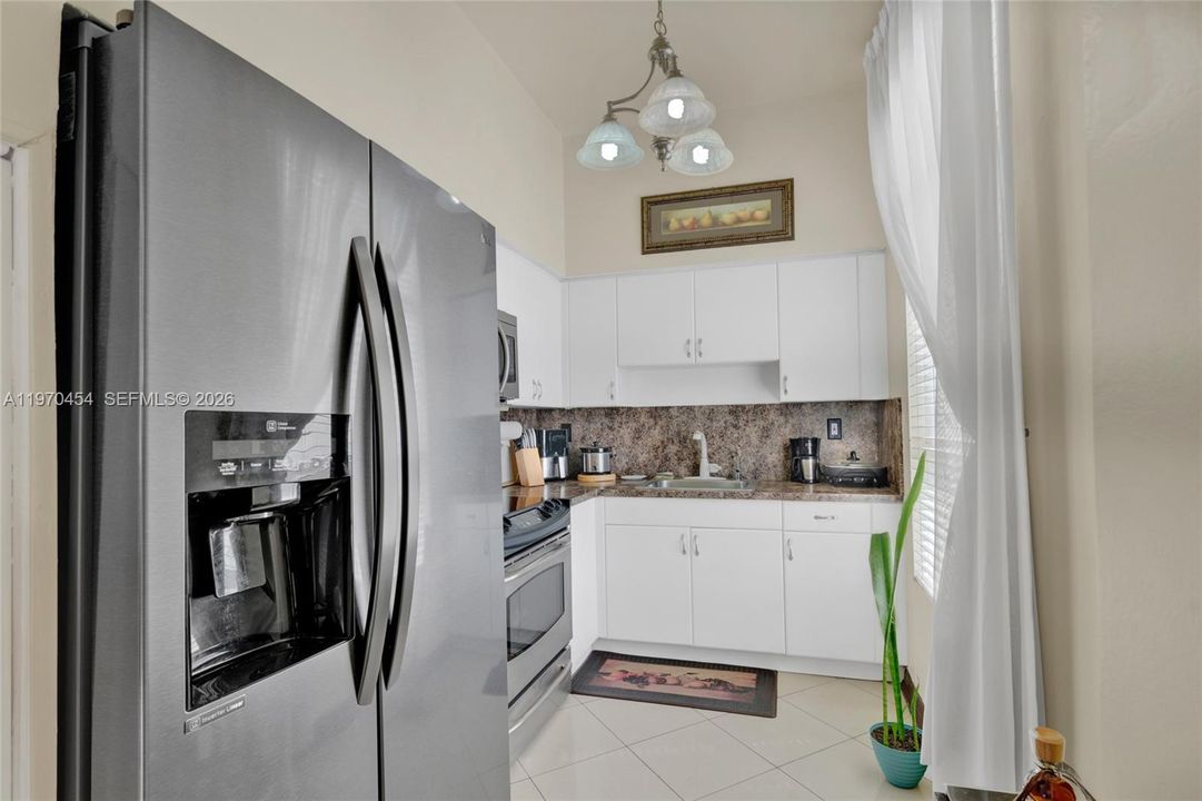 Kitchen with stainless steel appliances