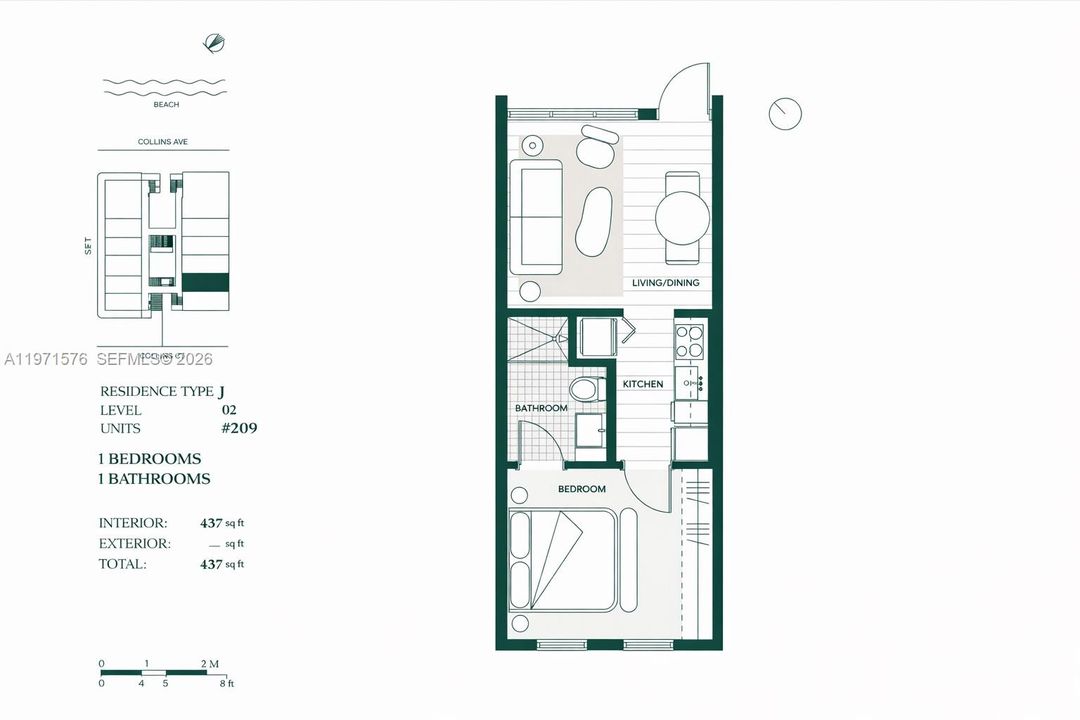 For Sale: $705,000 (1 beds, 1 baths, 437 Square Feet)