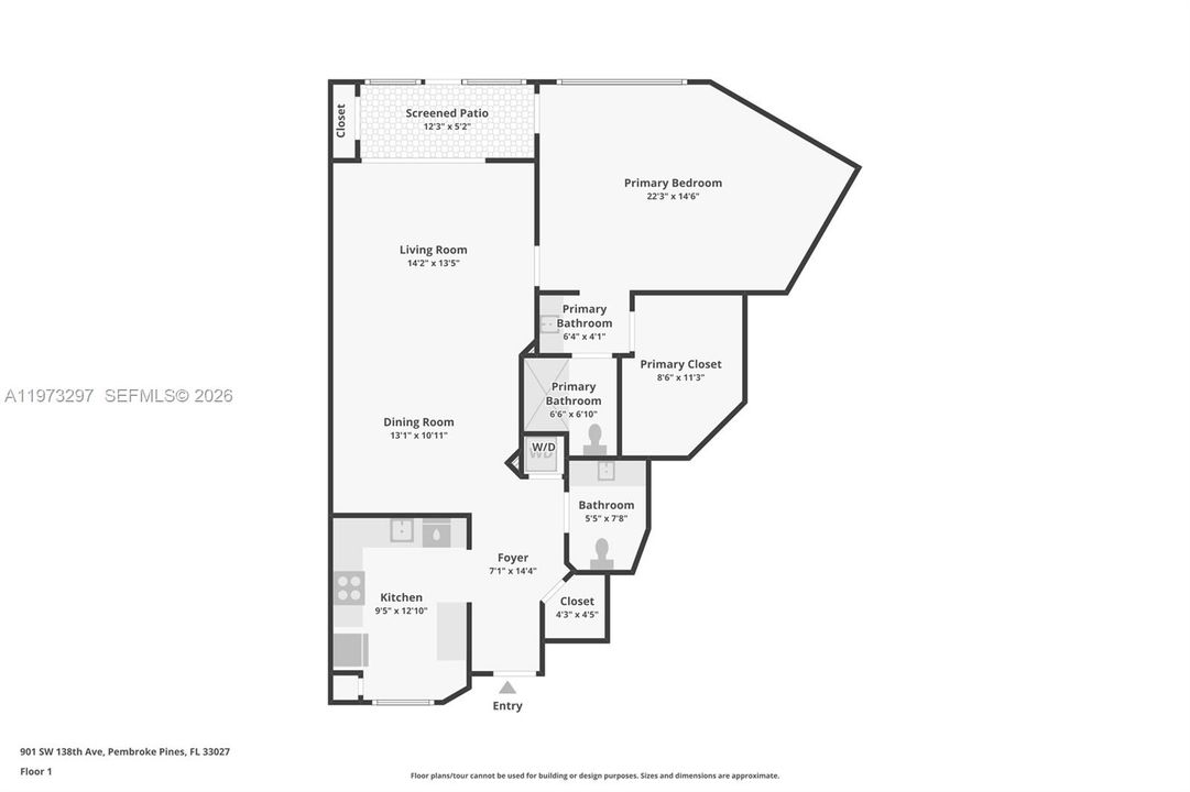 Activo con contrato: $156,000 (1 camas, 1 baños, 1223 Pies cuadrados)