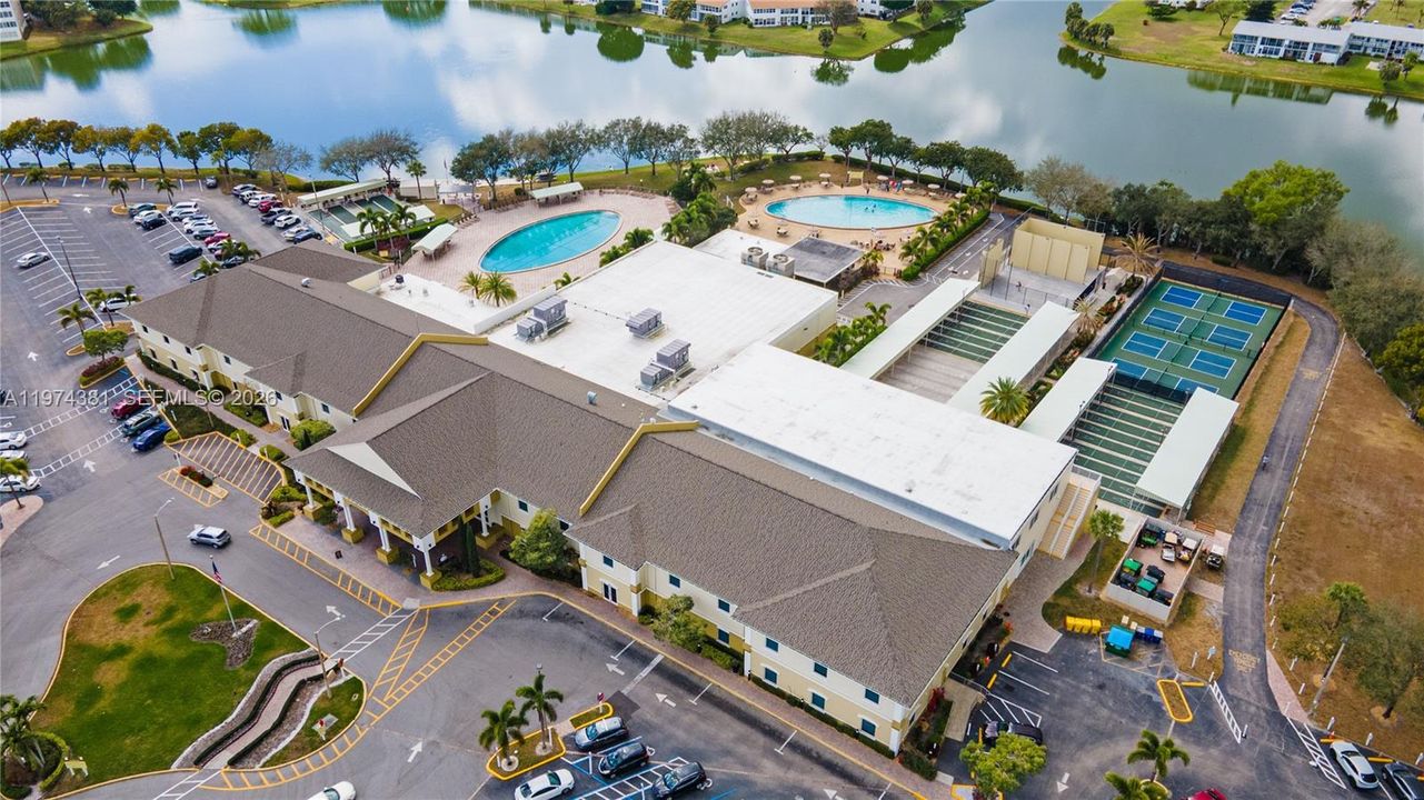 Two pools, tennis courts, four tennis courts, resort-style amenities for 55+ living