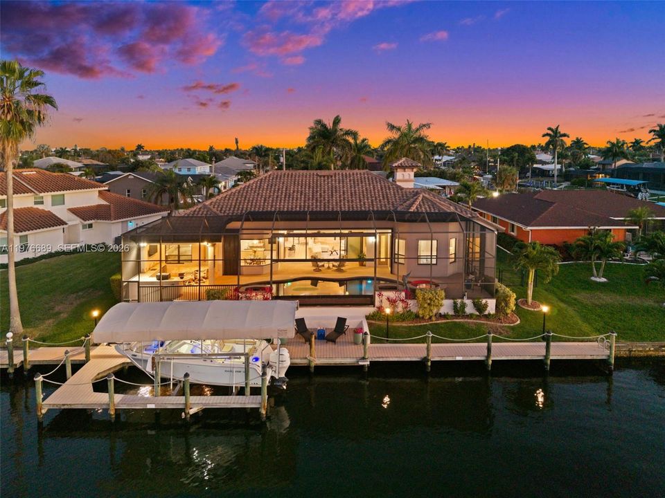 Covered boat lift and captain’s walk