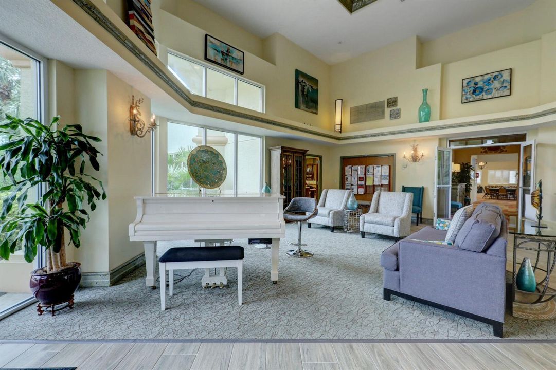 Clubhouse lobby with piano