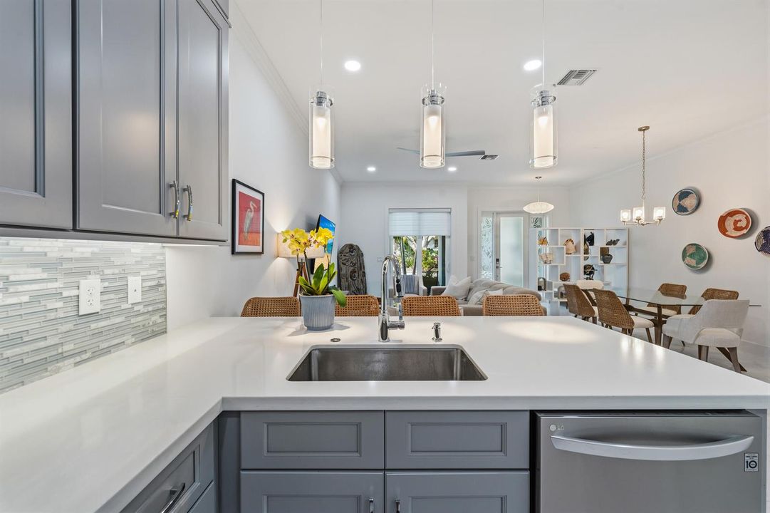 Kitchen into living room