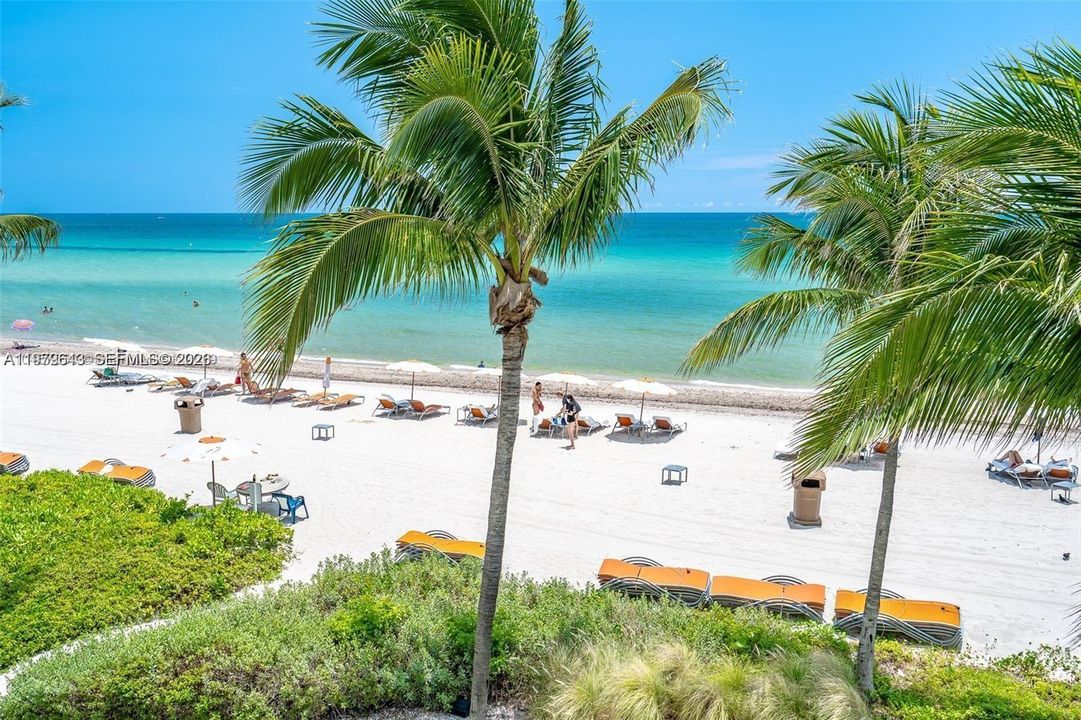 View to the beach from the pool area