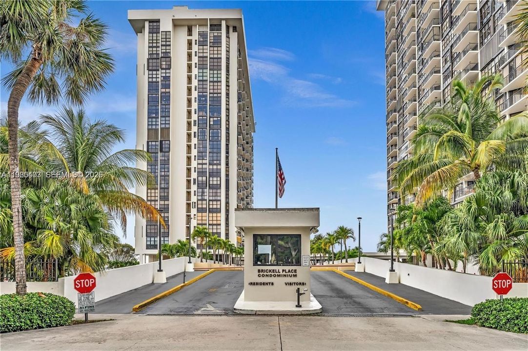 Guarded entrance to Brickell Place