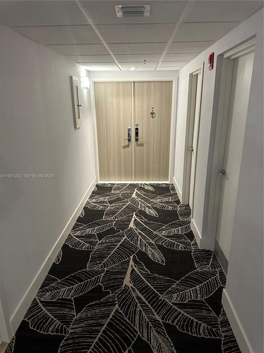 hallway to front door of apartment