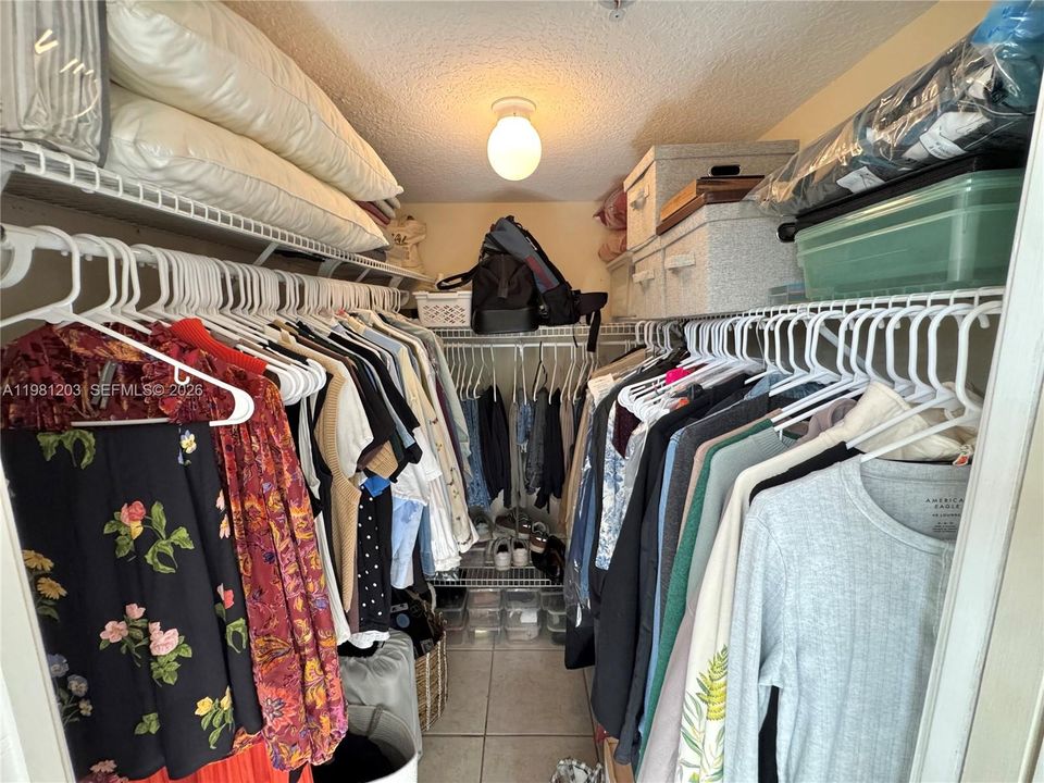 Large walk-in closet in Primary Bedroom. Additional closet space in main living area, too.