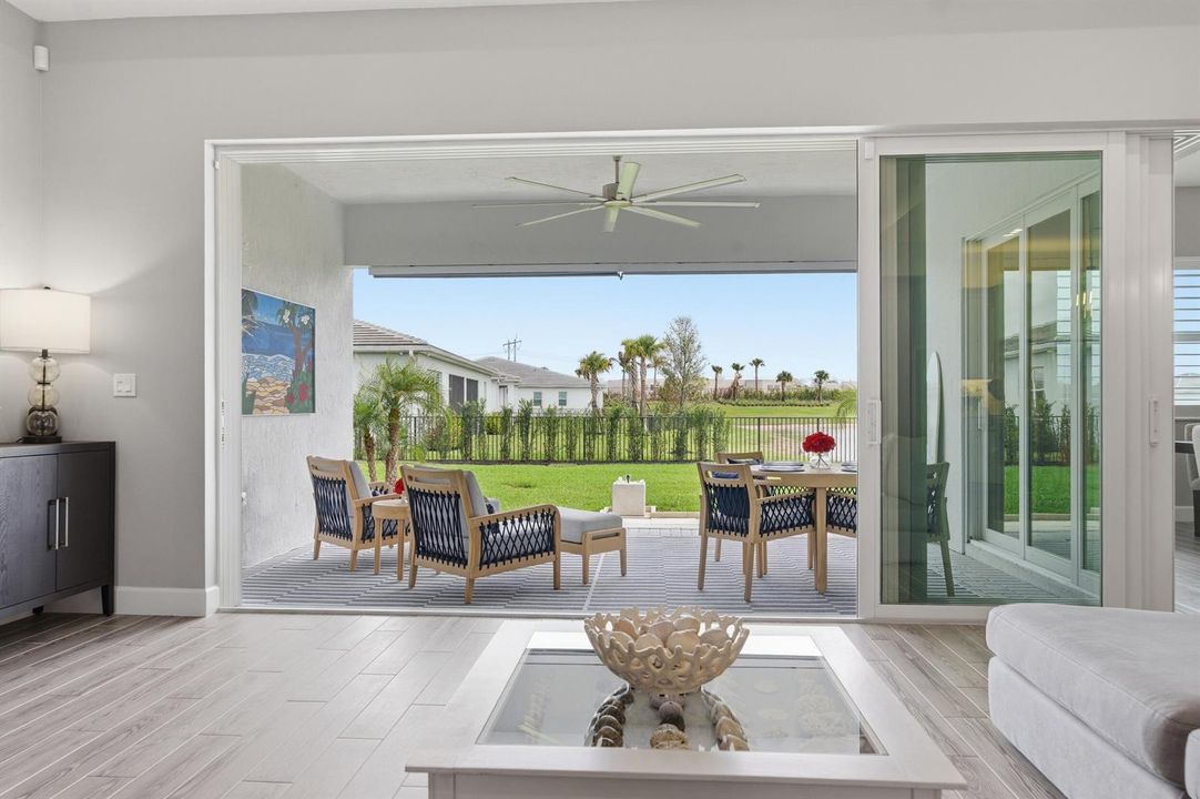 Open the sliding glass doors and enjoy