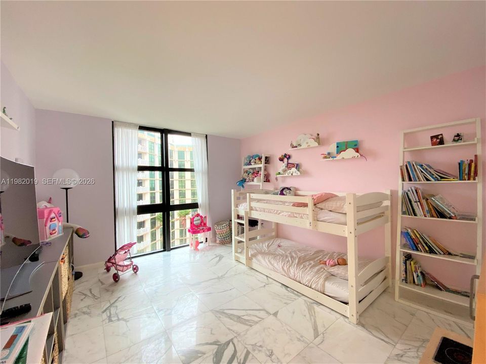 2nd Bedroom - Marble Floors - Recessed Lighting - Closet - Impact Windows
