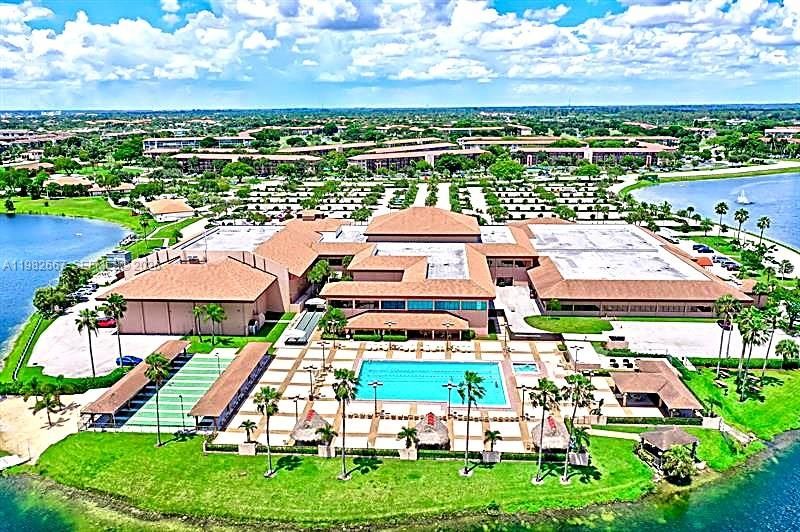 Aerial view of Century Village Pembroke Pines community and clubhouse area.