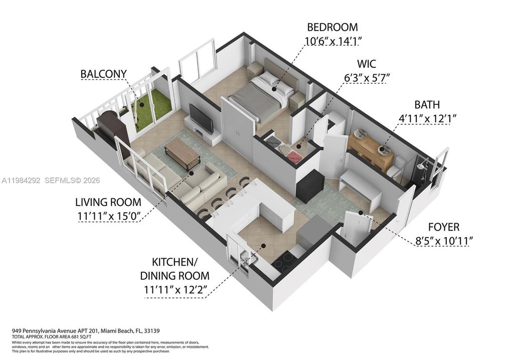Active With Contract: $319,000 (1 beds, 1 baths, 681 Square Feet)