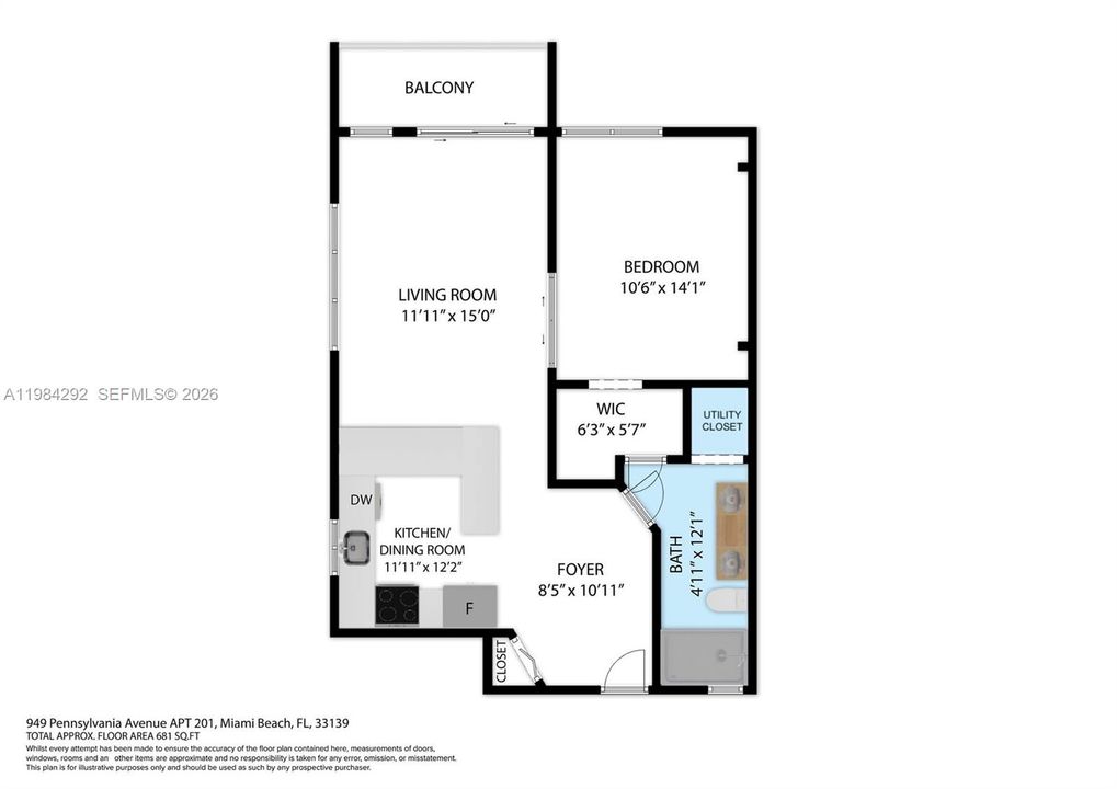 Active With Contract: $319,000 (1 beds, 1 baths, 681 Square Feet)