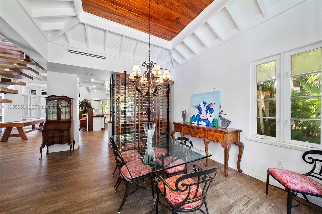 Dining room w/custom Florida Cypress beamed ceiling