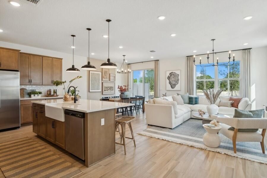 Kitchen, Great Room & Dining Area
