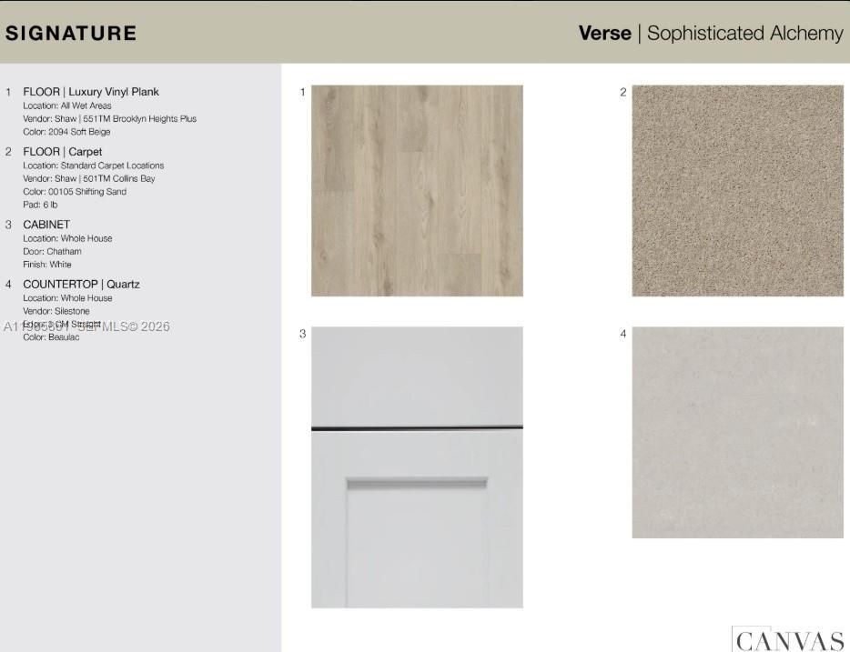 6506 Equinox Lane design selections. Home is currently under construction and selections are subject to change.