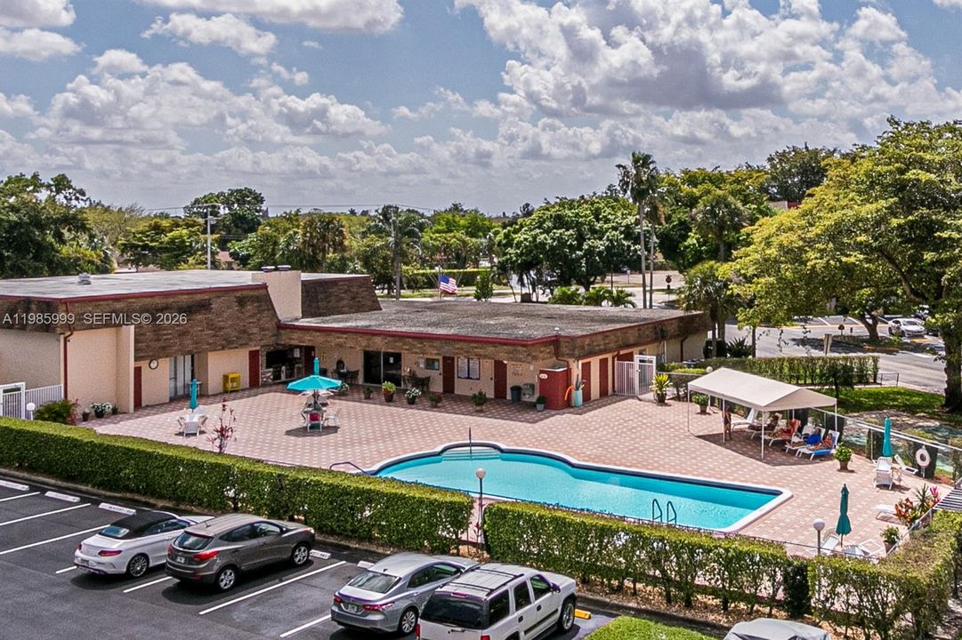 VIEW OF POOL FROM FRONT DOOR