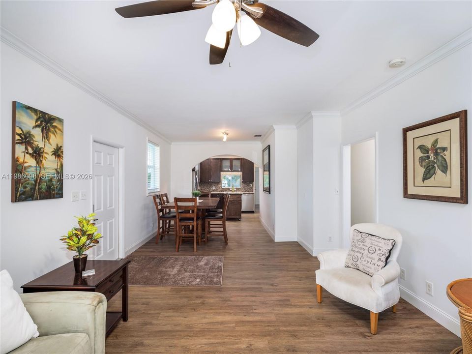 Living room to dining room