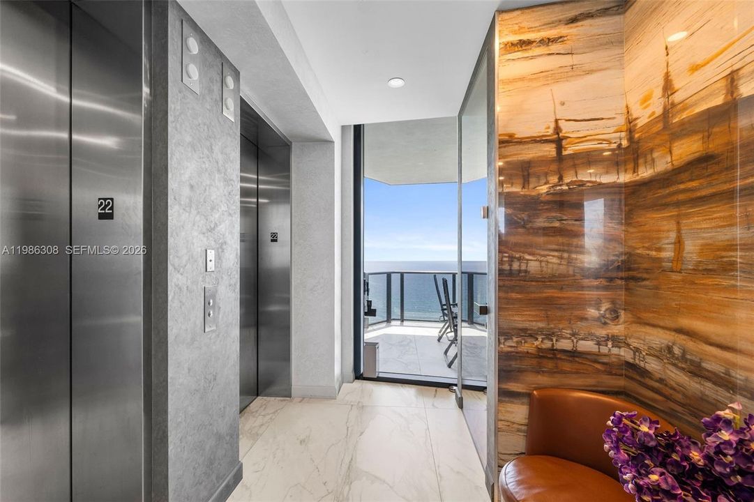 Private Lobby to the unit with Ocean View