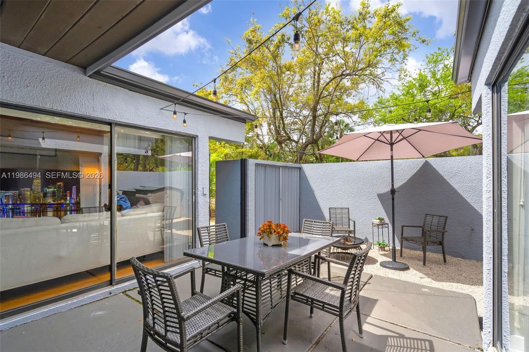 Corner lot with wrap-around patio
