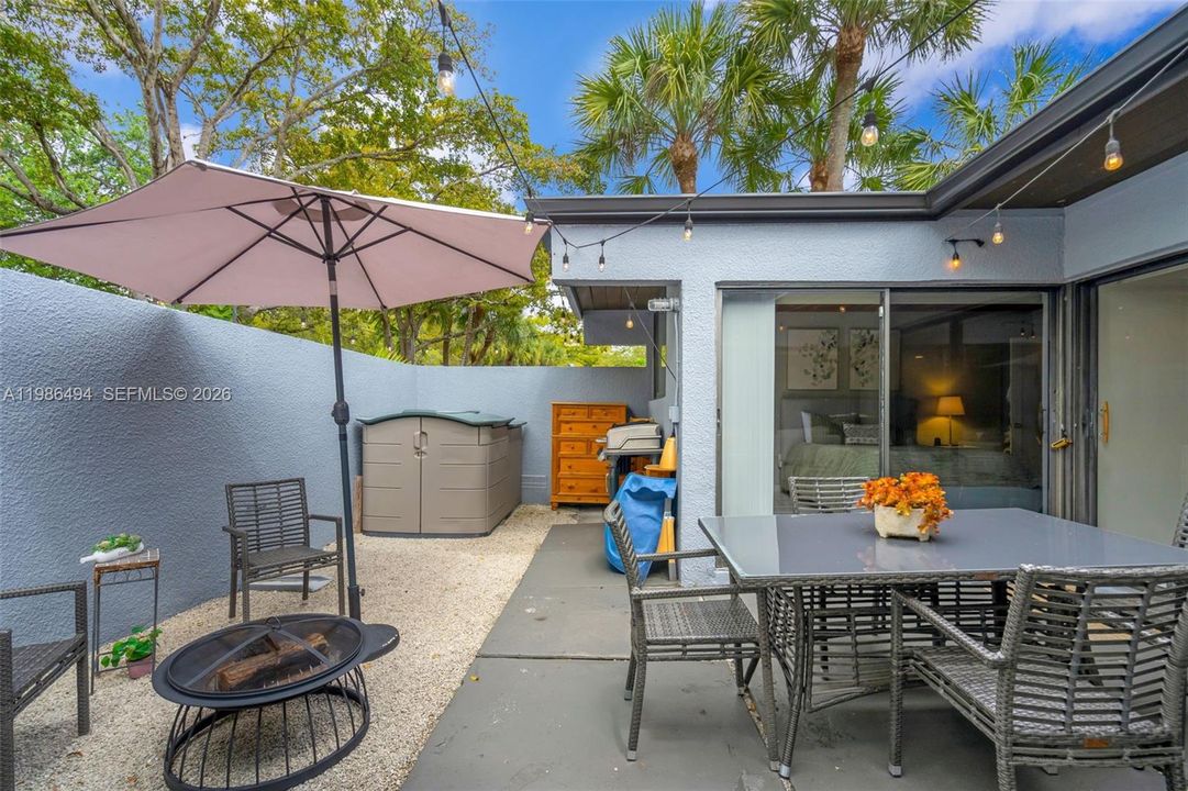Corner lot with wrap-around patio