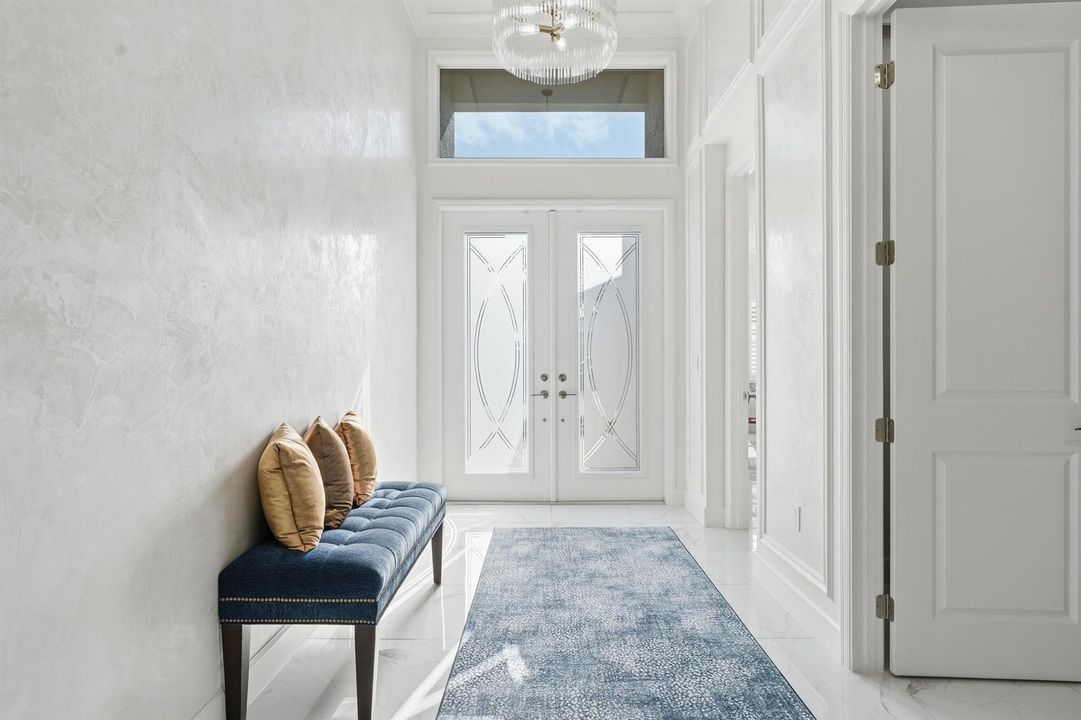 Enter through double glass doors