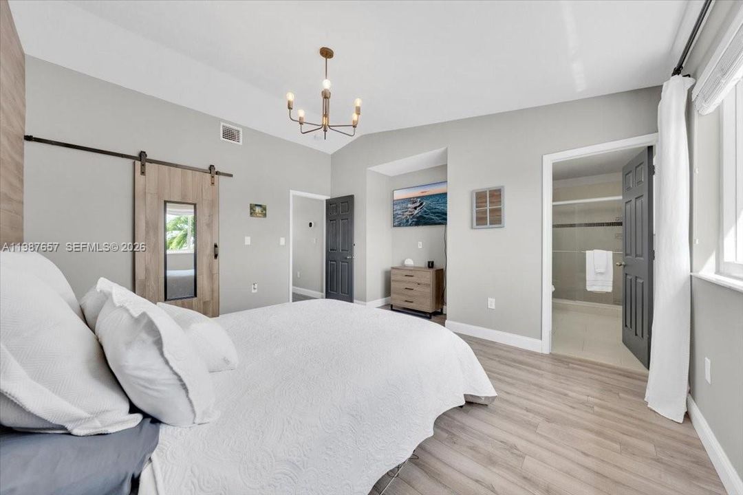 Large window offers water views