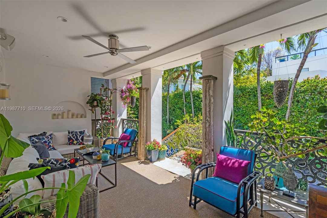 The terrace is a charming space situated adjacent to the living area.