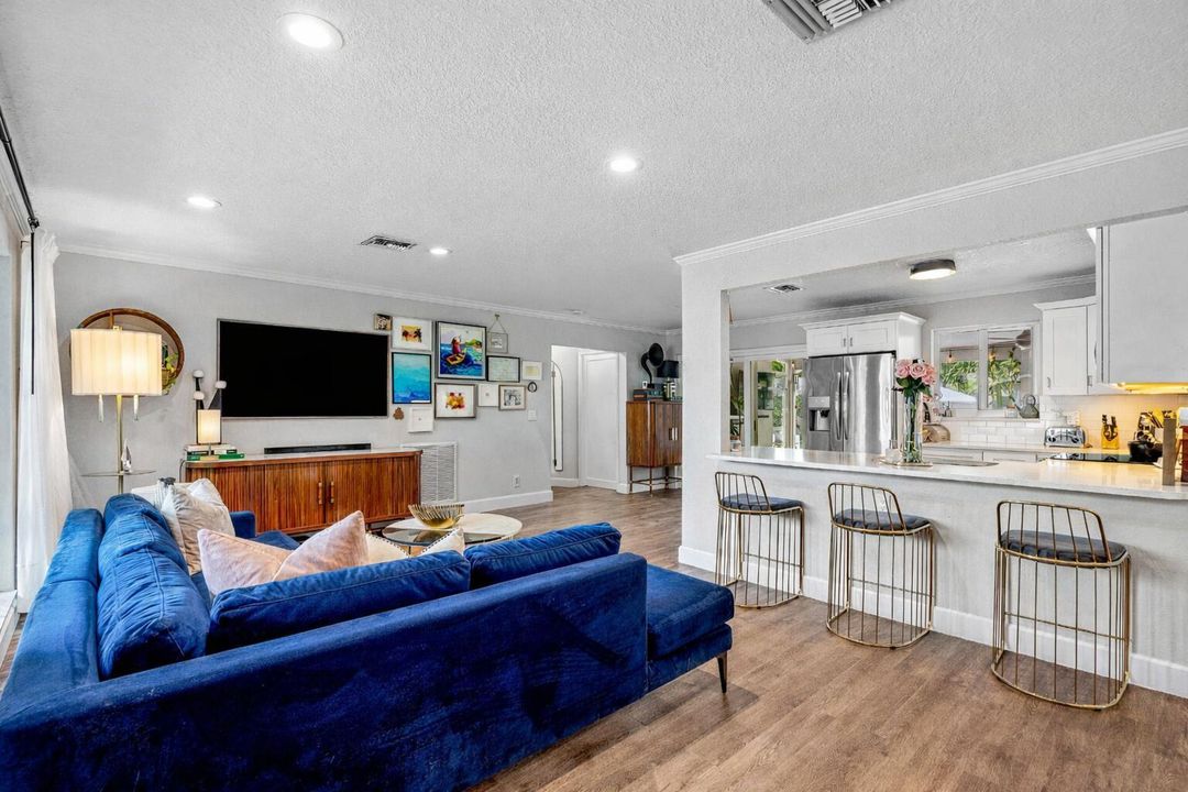 Modern living room and kitchen interior