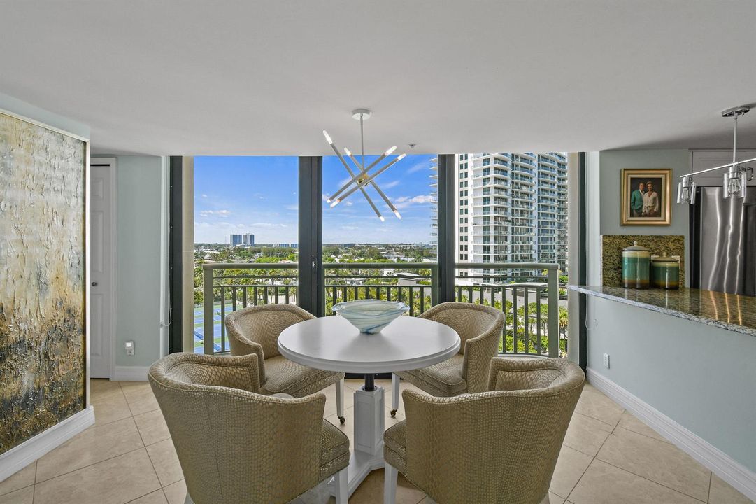 Dining area with Water and city views