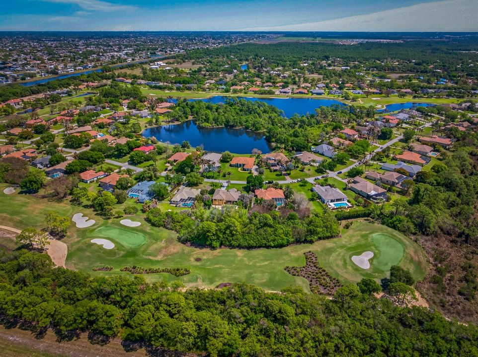 Aerial with golf course view