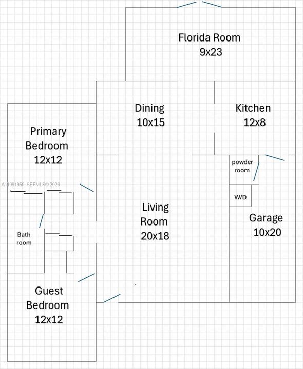 Floor plan showing layout and room flow