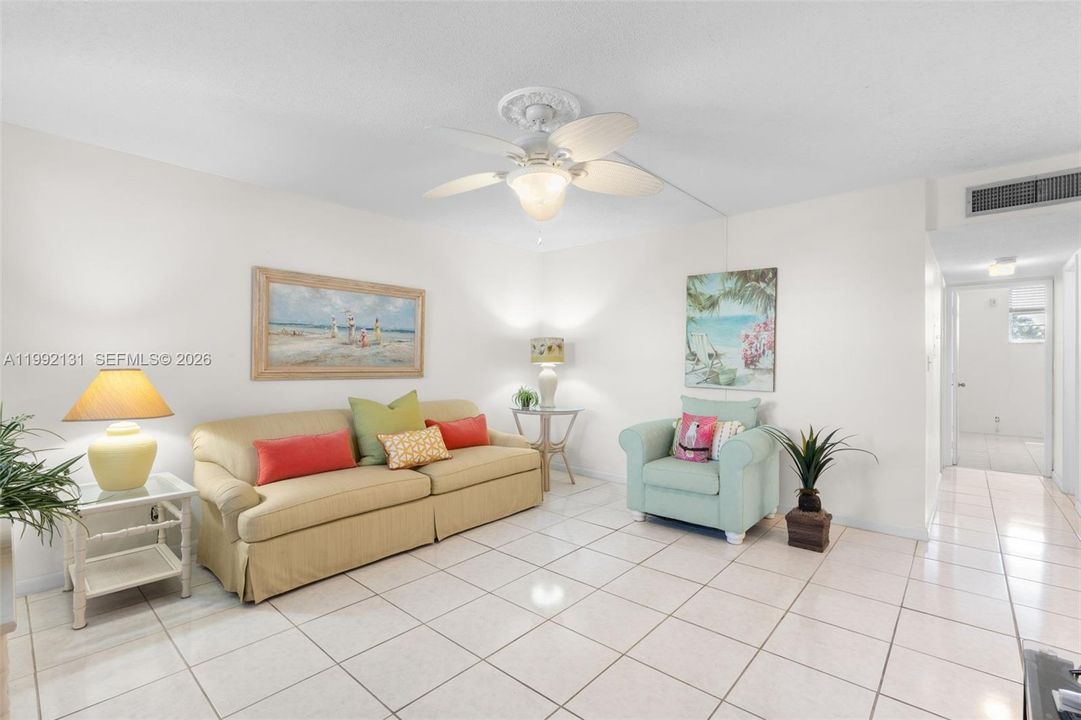 Partially Furnished - Tile floors in great shape.  Light, Bright condo in the heart of Pompano Beach.