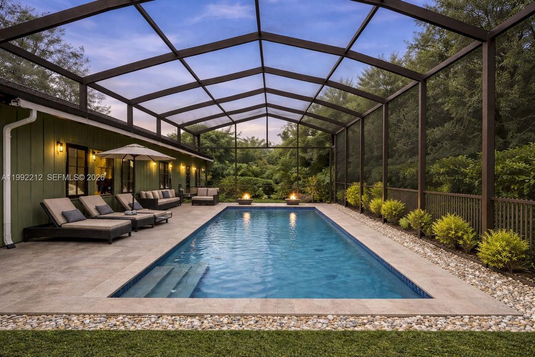 Virtually Created photo of a Pool with Screened in patio. Buyer to verify size and feasibility