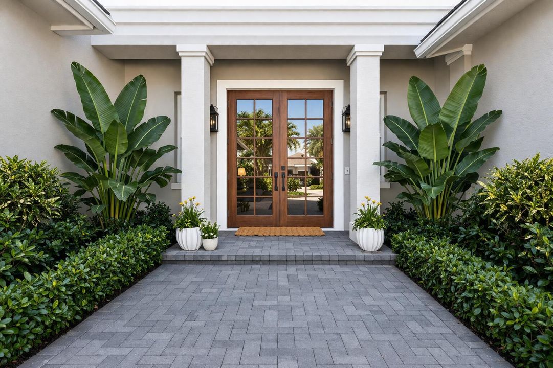 Modern coastal house entryway