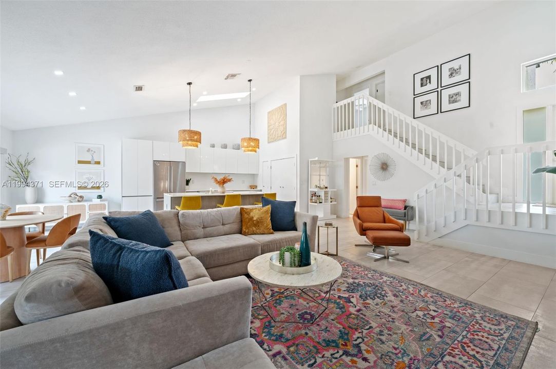 Living room and kitchen open floor plan