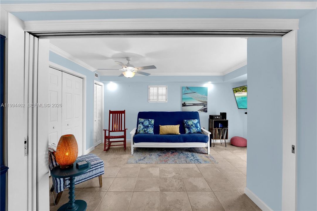 First Floor Bedroom with large sliding pocket door