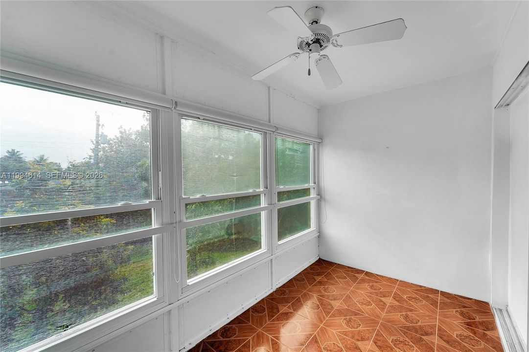 Covered balcony with impact windows